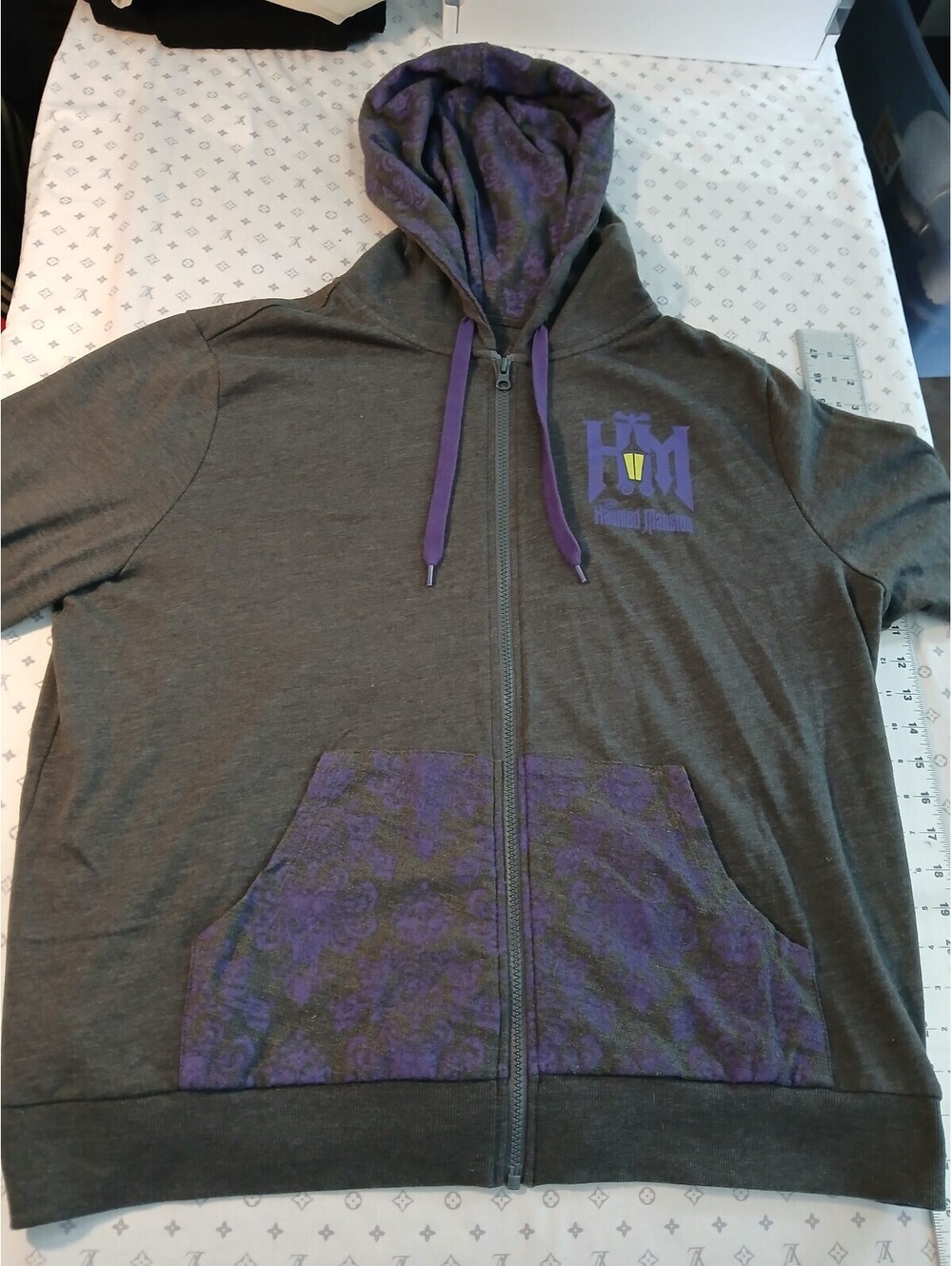 Disney Haunted Mansion Zip Hoodie Gray Purple XL